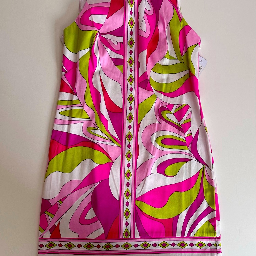 Pink, White and Green Mod Print Dress, NWT, SZ 2